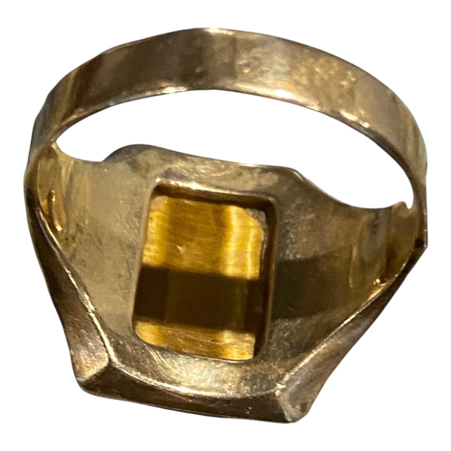 Vintage 10K Gold Tiger’s Eye Cameo Ring Napoleon & Josephine Size 10 Men’s Statement Ring