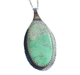 Variscite Pendant in Sterling Silver – Upcycled Vintage Spoon Necklace 45cm Chain