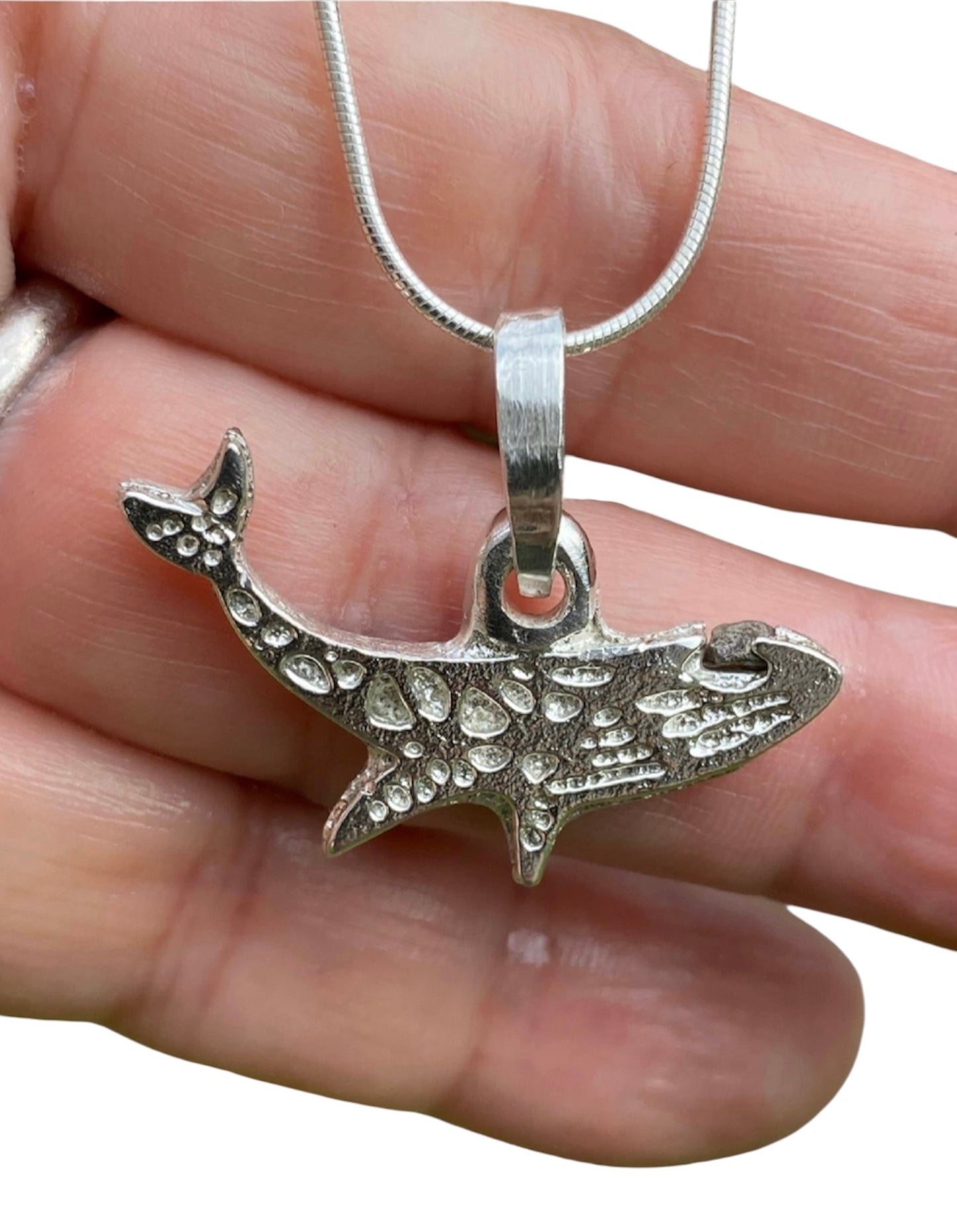 Unique Handcrafted Sand Cast Whale Pendant with Raw Queensland Sapphire Eye