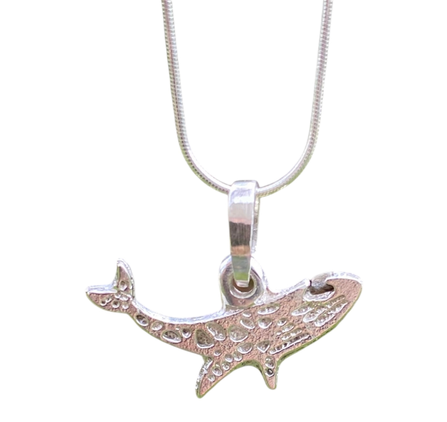 Unique Handcrafted Sand Cast Whale Pendant with Raw Queensland Sapphire Eye