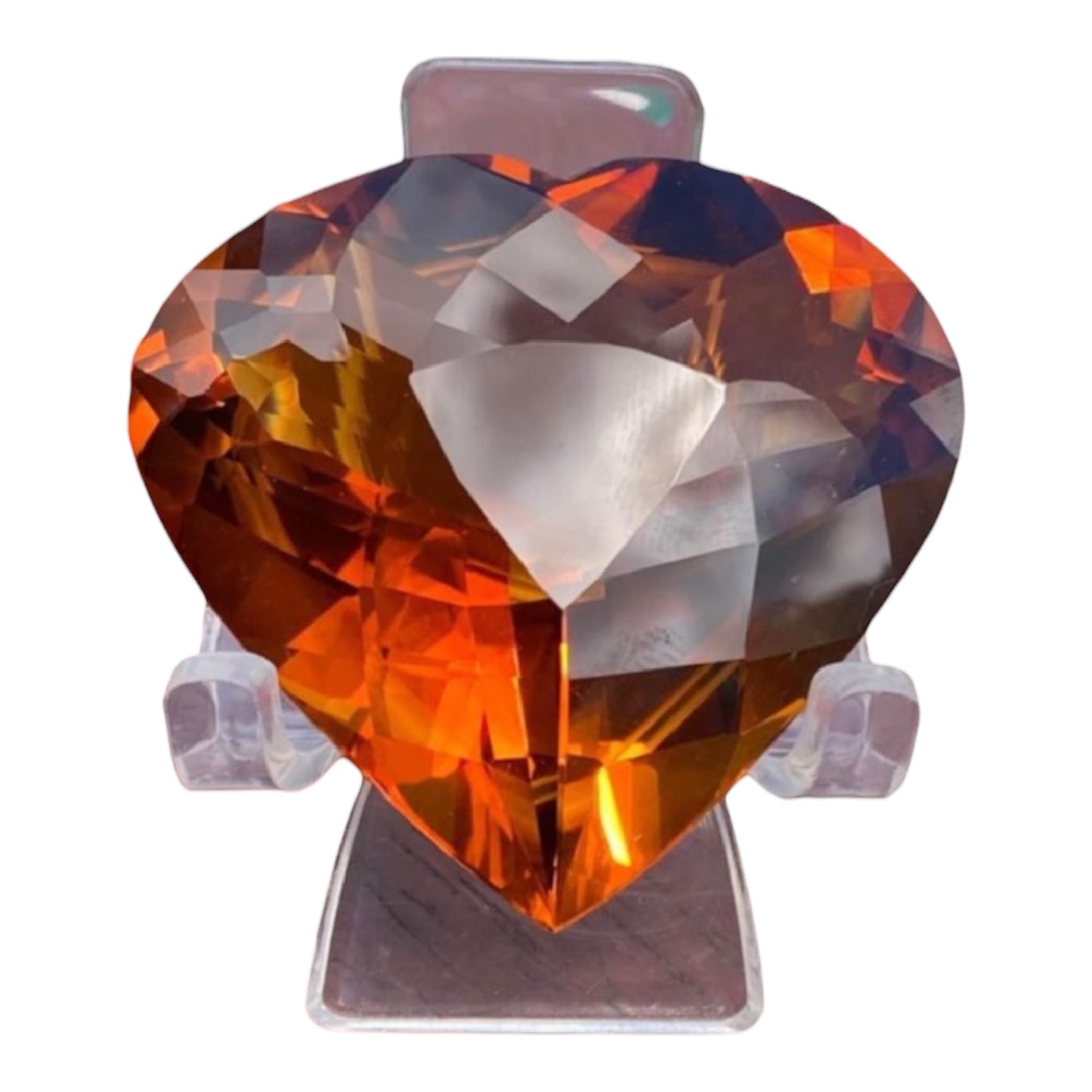 Massive 257ct Heart Shaped Brazilian Madeira Citrine – Collector Display Gemstone