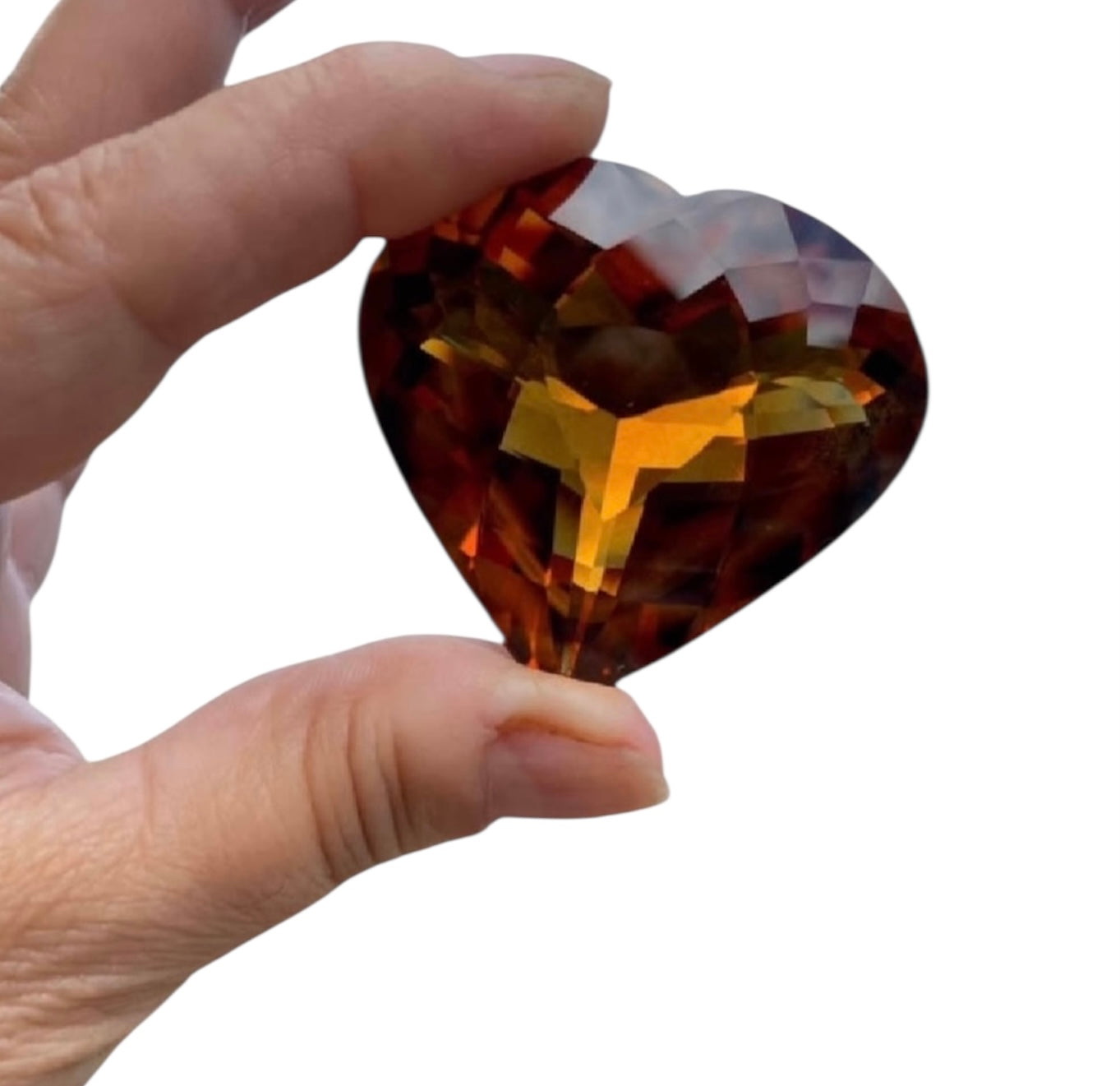 Massive 257ct Heart Shaped Brazilian Madeira Citrine – Collector Display Gemstone