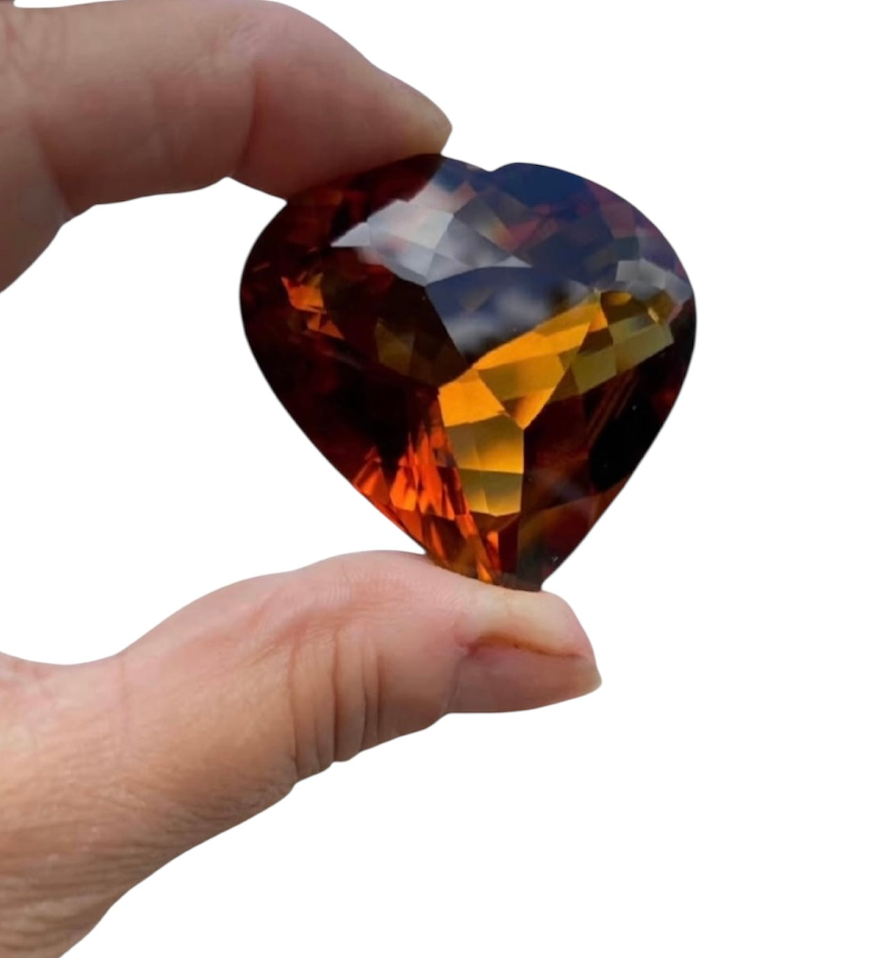 Massive 257ct Heart Shaped Brazilian Madeira Citrine – Collector Display Gemstone
