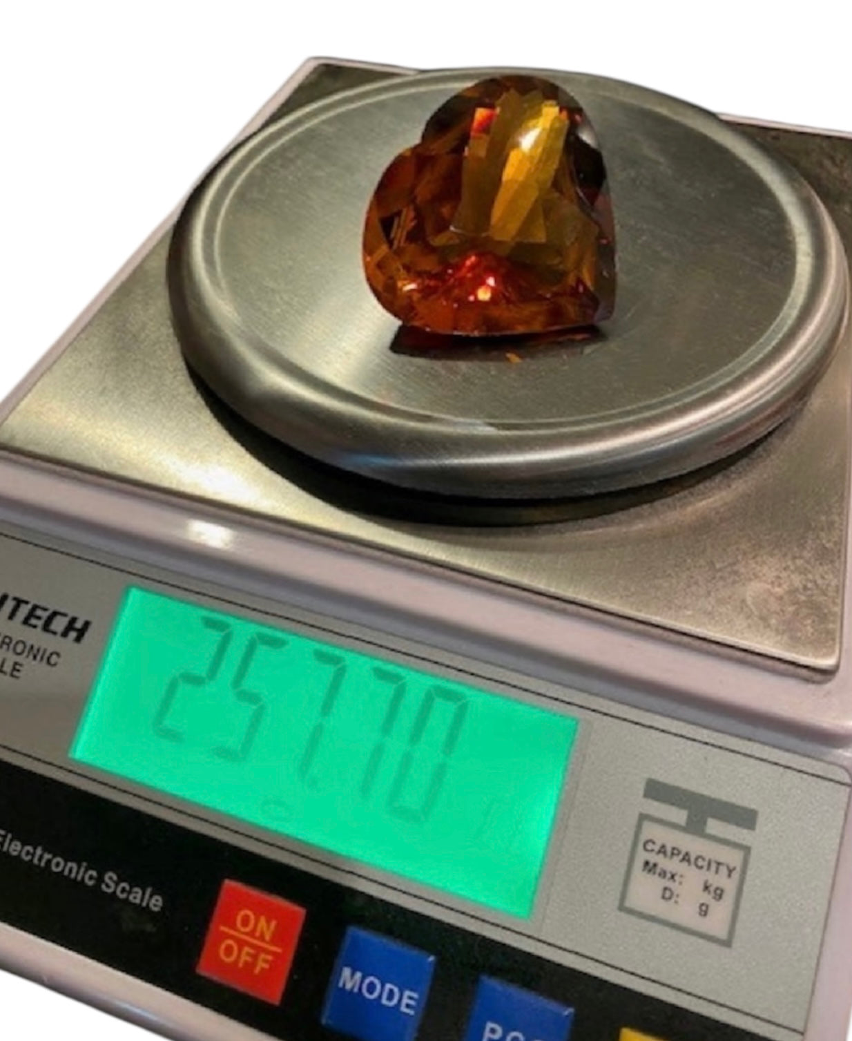 Massive 257ct Heart Shaped Brazilian Madeira Citrine – Collector Display Gemstone