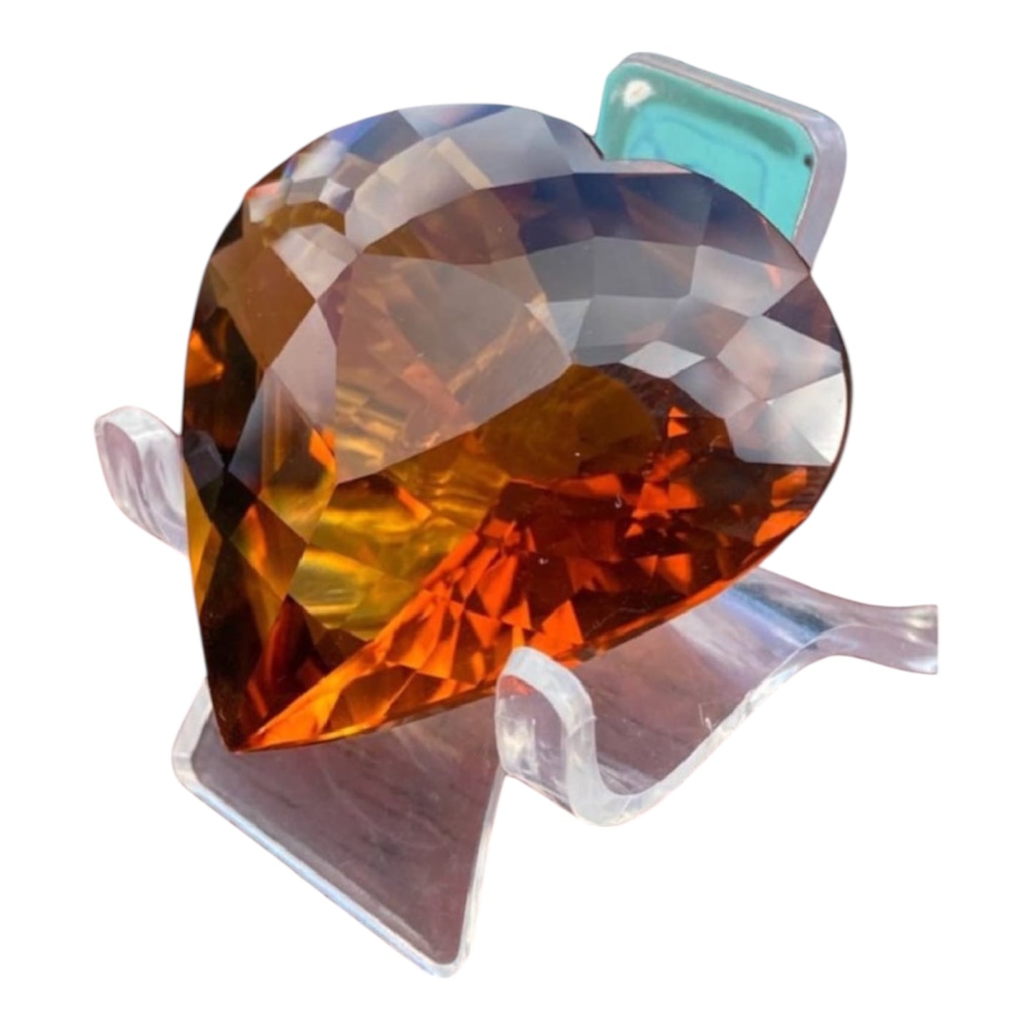 Massive 257ct Heart Shaped Brazilian Madeira Citrine – Collector Display Gemstone