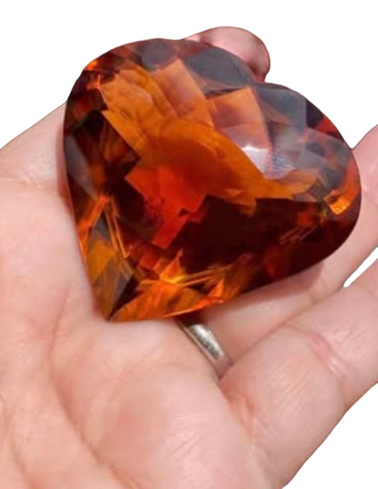 Massive 257ct Heart Shaped Brazilian Madeira Citrine Collector Display Gemstone