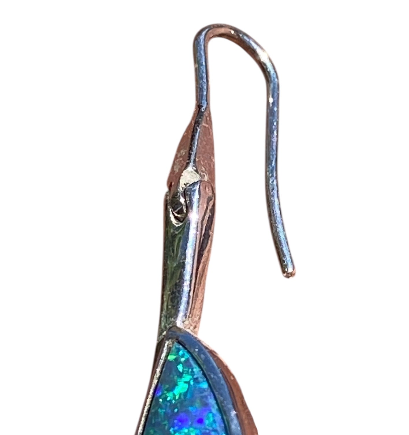 Lightning Ridge Black Opal Articulated Drop Earrings 18K White Gold 6.52ct Natural Australian Opal