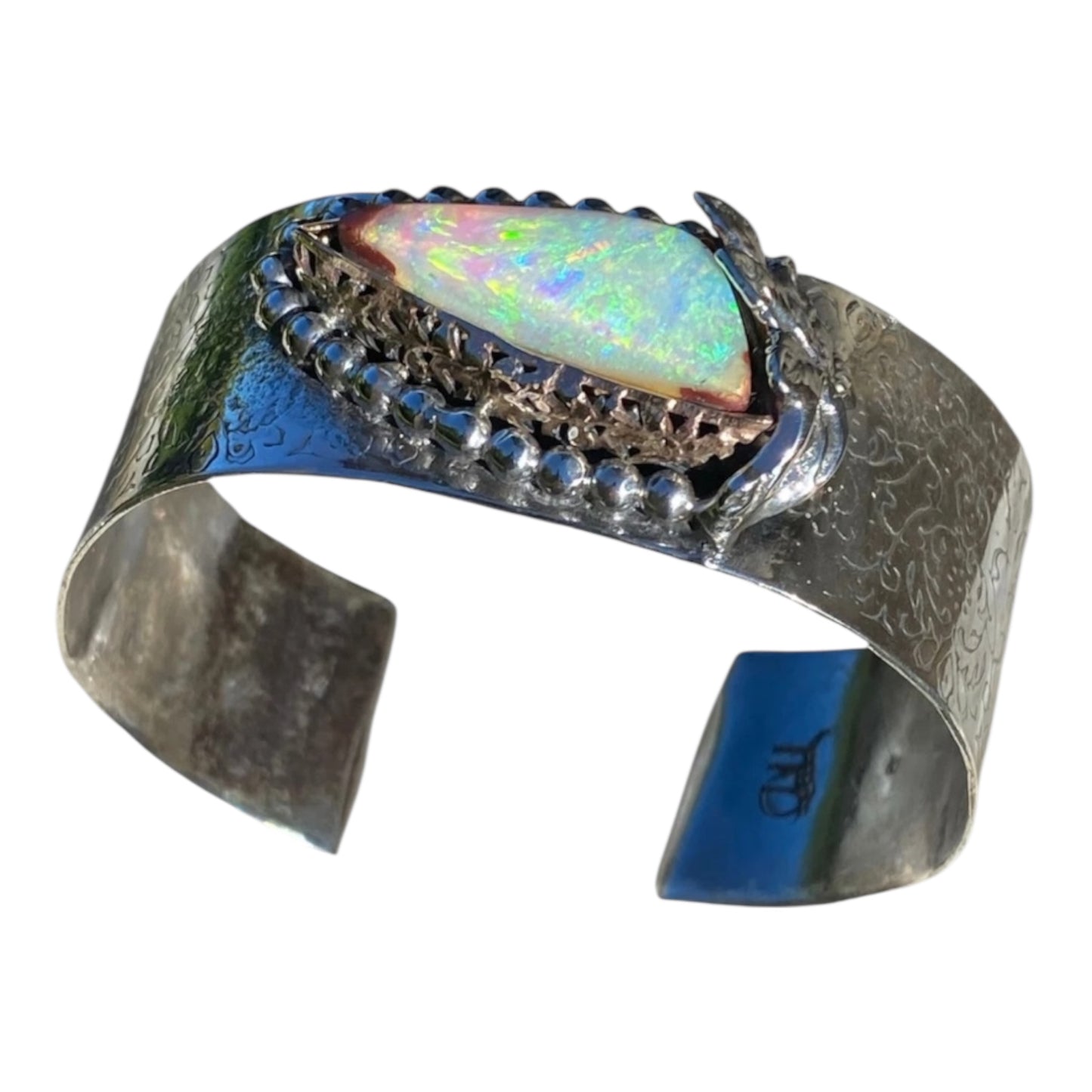 Yowah Crystal Opal Artisan Cuff — 14k Gold & Sterling Silver