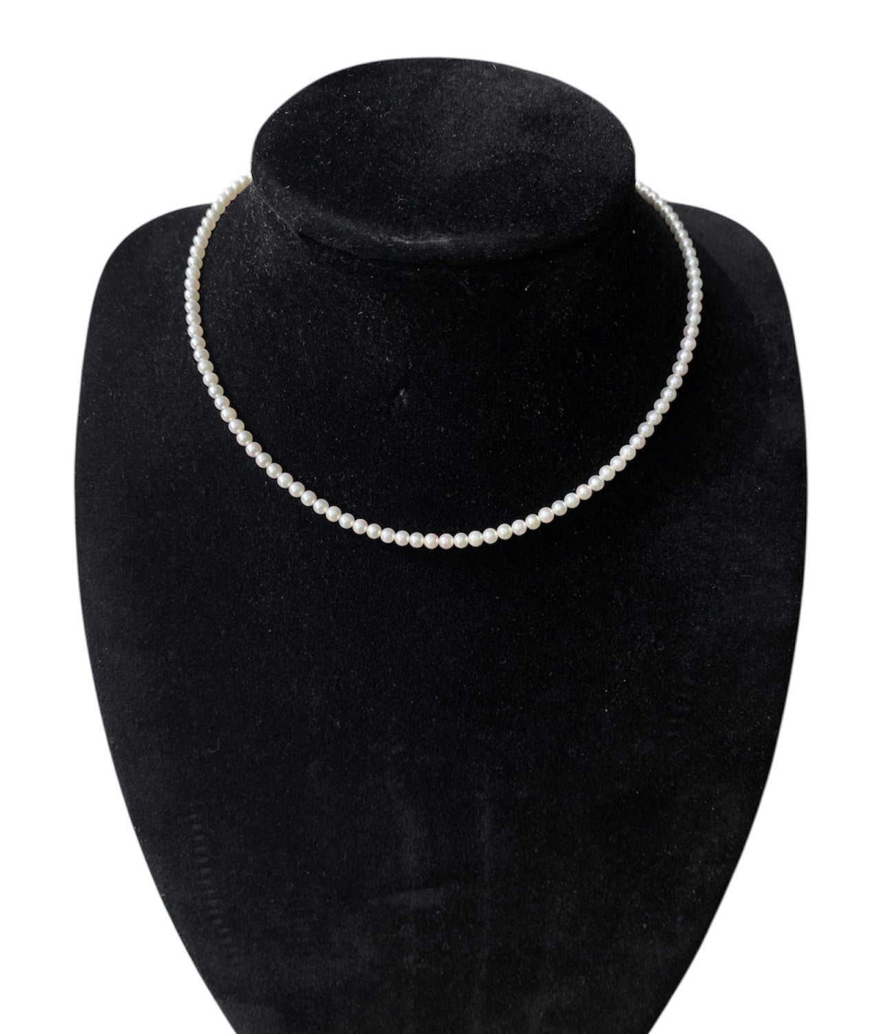 Vintage Seed Pearl Choker Necklace Sterling Silver Clasp