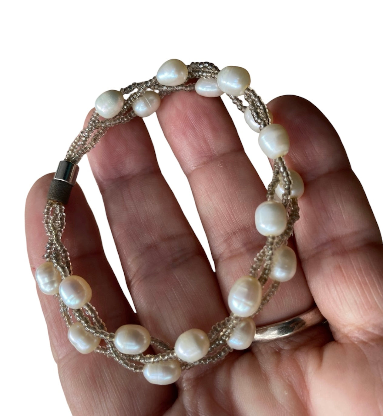 Vintage Freshwater Pearl Bracelet Multi Strand Beaded Design
