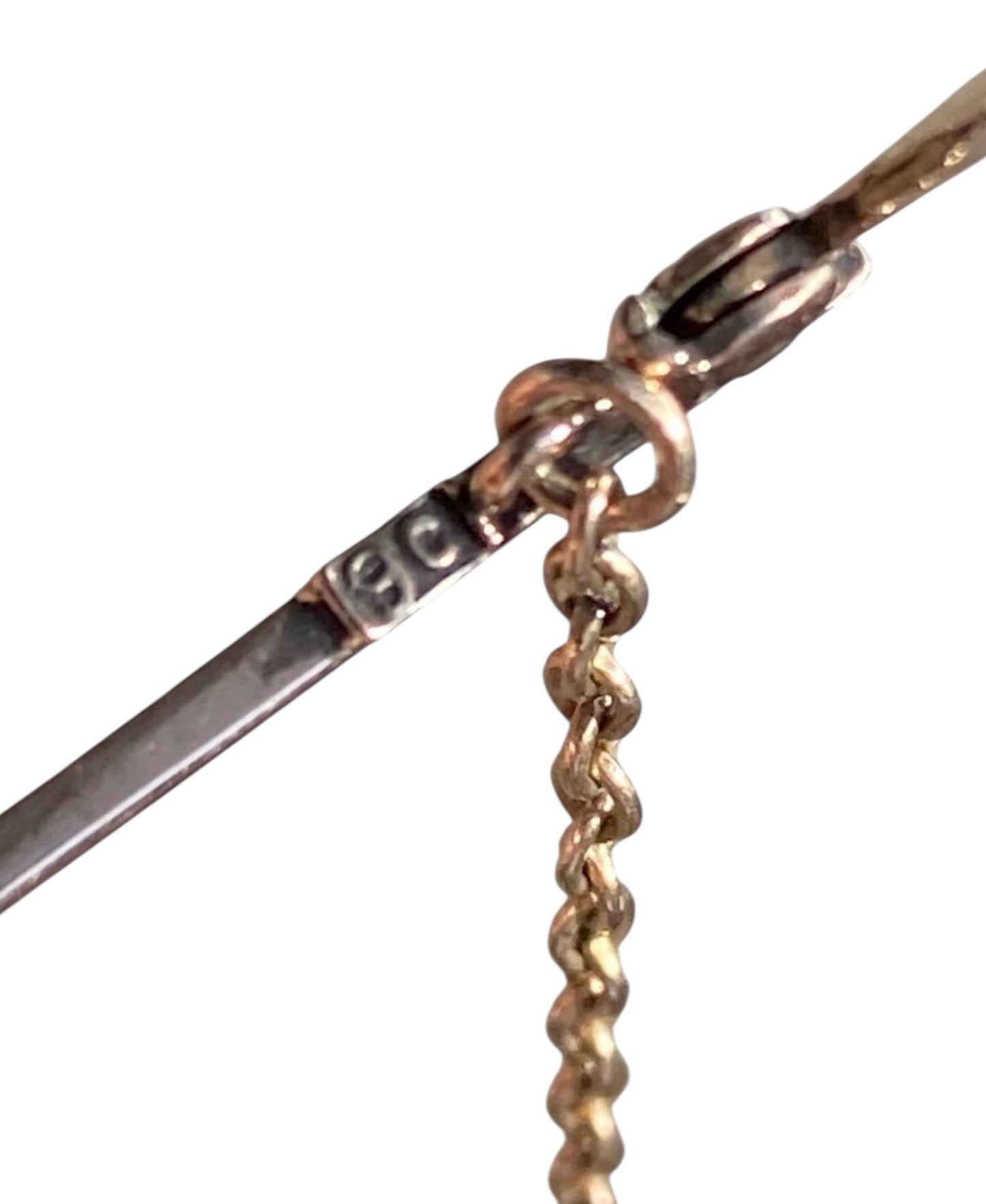 Edwardian 9ct Rose Gold Australian Black Opal Bar Brooch Antique Safety Chain