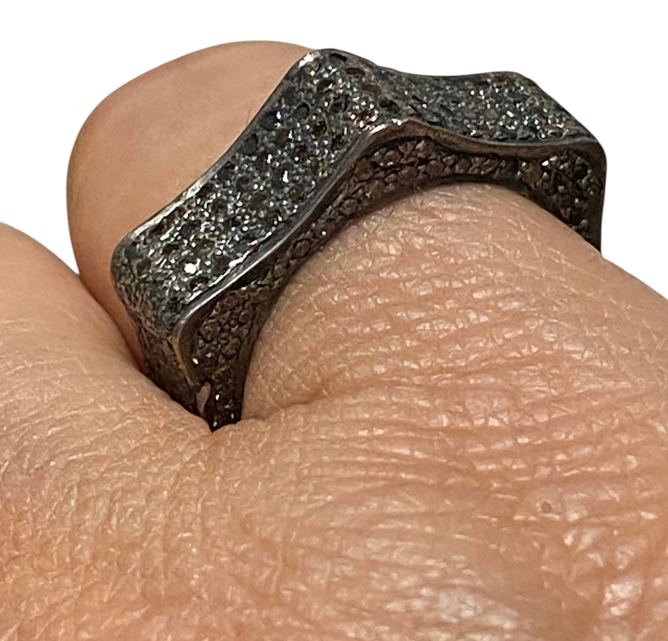 Marcasite Silver, hexagonal Ring