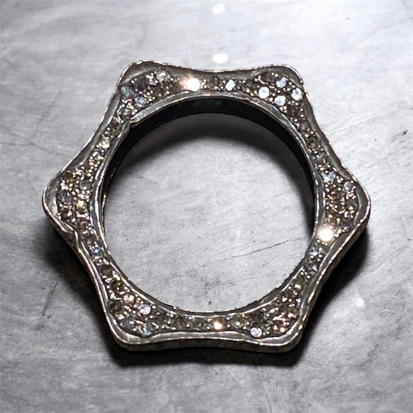 Marcasite Silver, hexagonal Ring