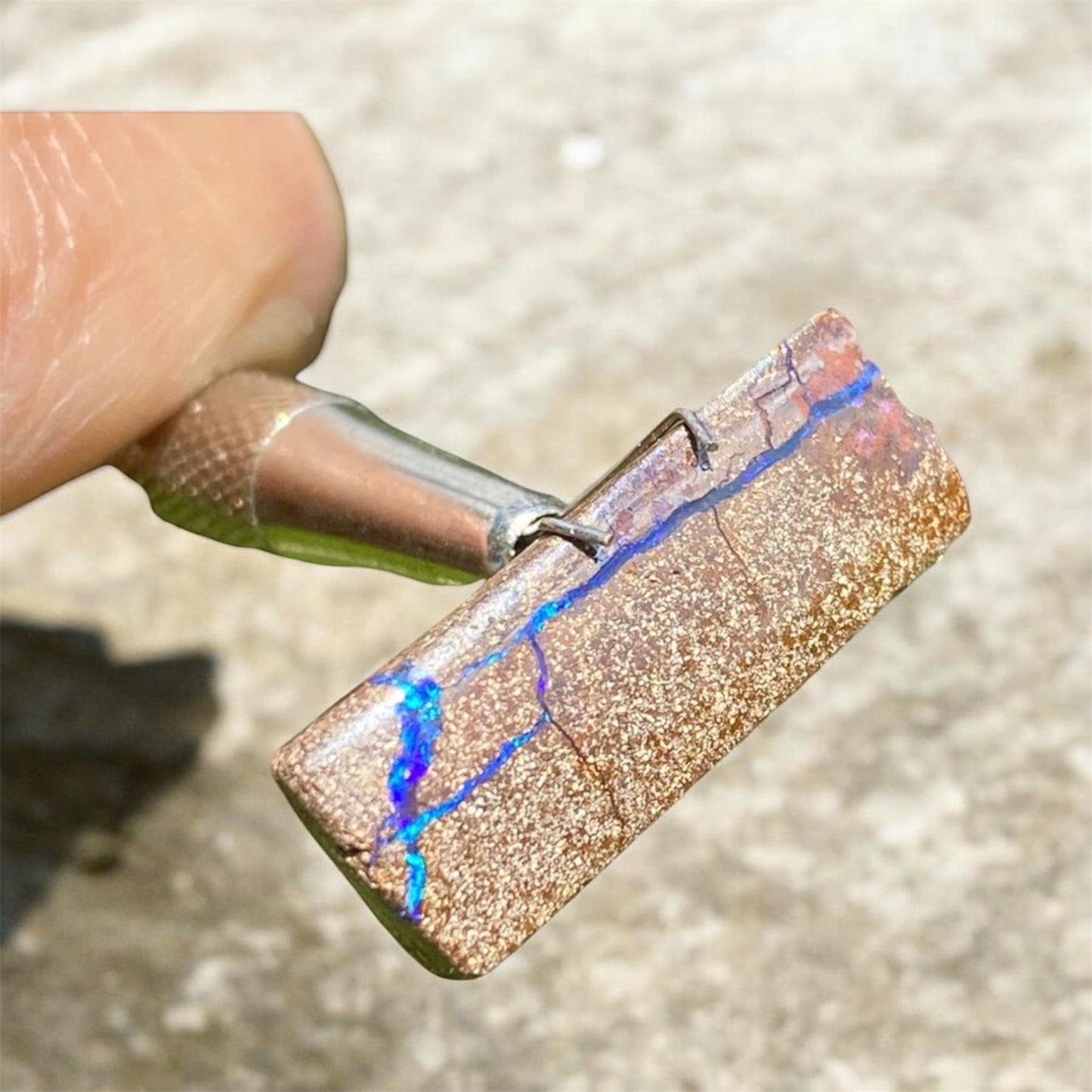 Handmade Boulder Opal Ring in Vintage Sterling Silver – Size 8
