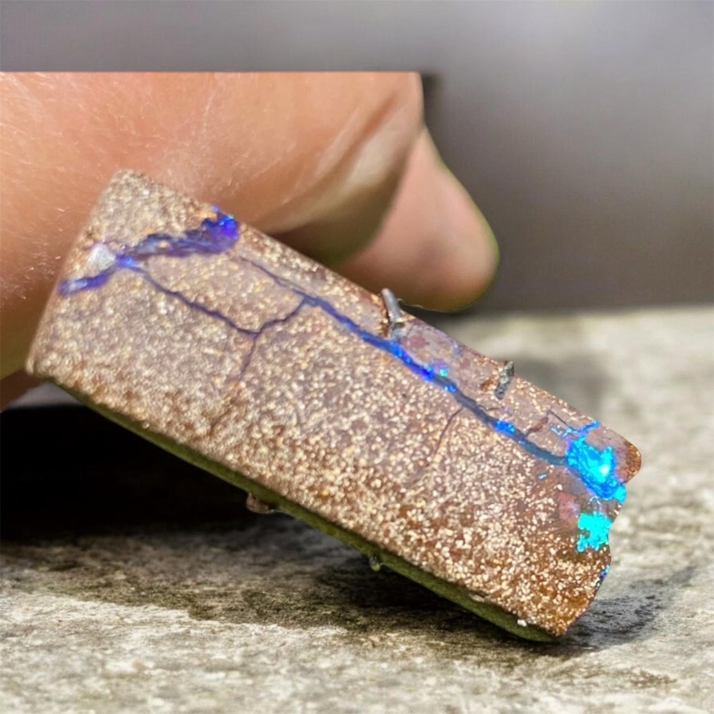 Handmade Boulder Opal Ring in Vintage Sterling Silver – Size 8