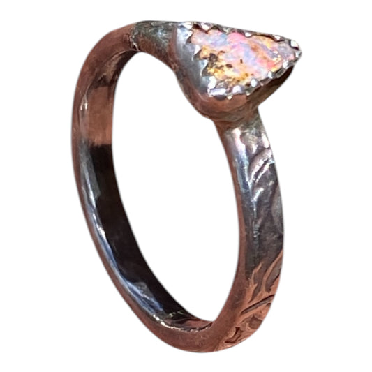 Natural Queensland Boulder Opal Ring Sterling Silver (Size 7.75)