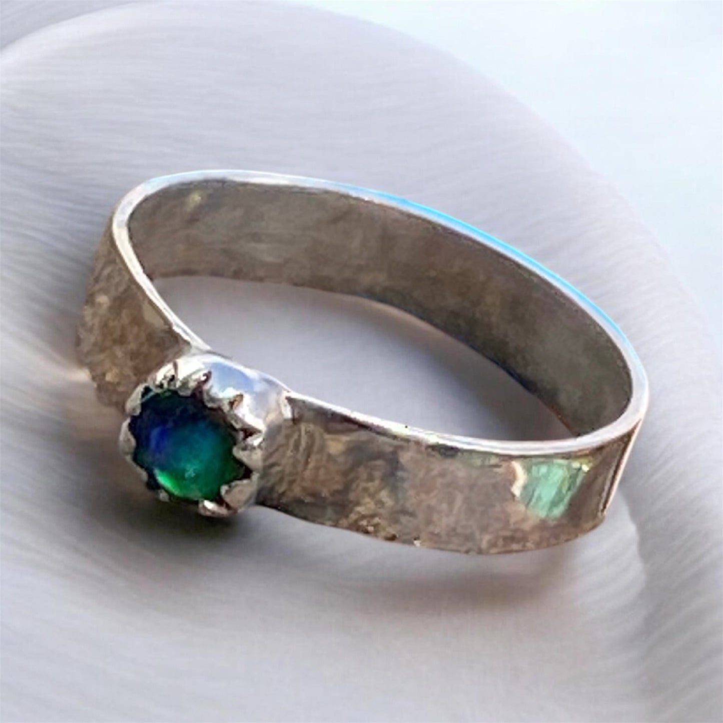 Handmade Queensland Boulder Opal Ring – Sterling Silver Natural Australian Opal (0.30ct)