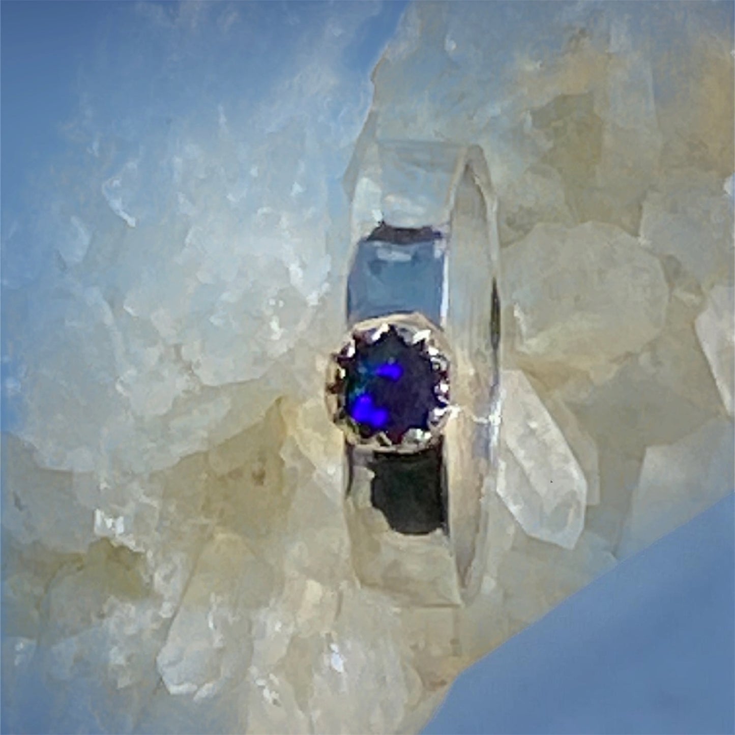 Handmade Queensland Boulder Opal Ring – Sterling Silver Natural Australian Opal (0.30ct)