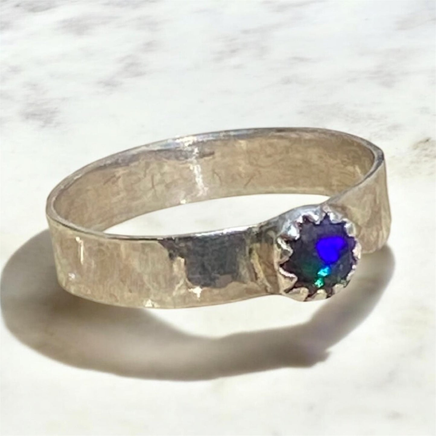Handmade Queensland Boulder Opal Ring – Sterling Silver Natural Australian Opal (0.30ct)