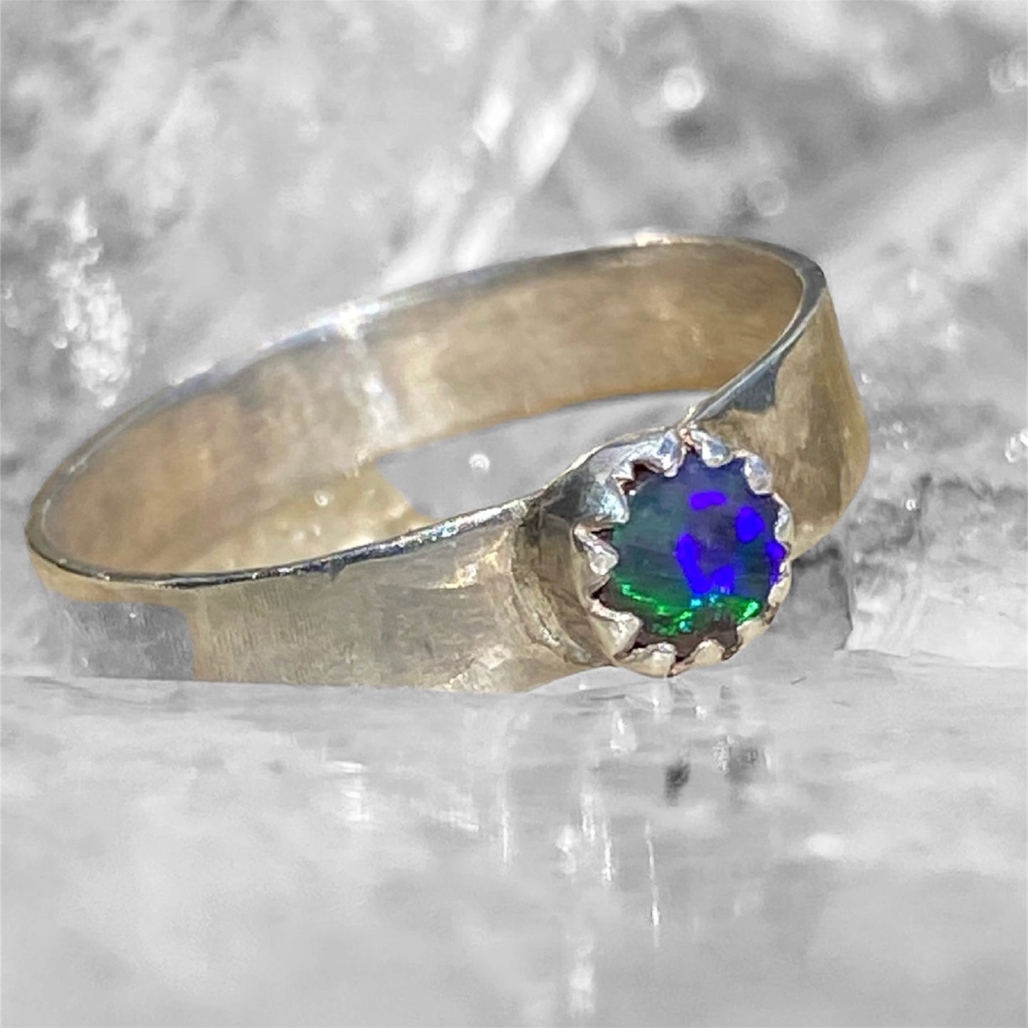 Handmade Queensland Boulder Opal Ring – Sterling Silver Natural Australian Opal (0.30ct)