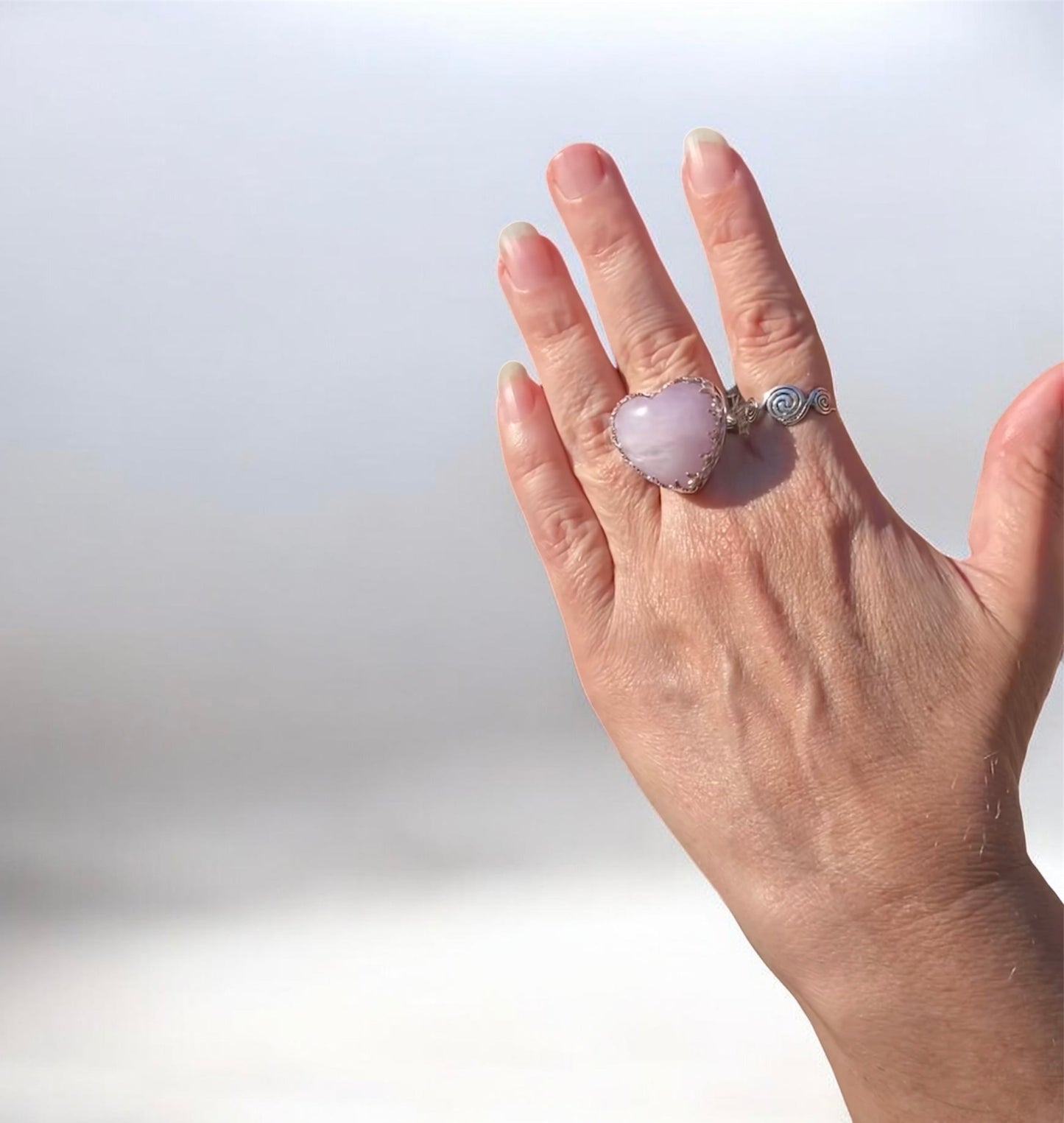 Handmade Pink Kunzite Heart Ring Sterling Silver Size 8.5 sold