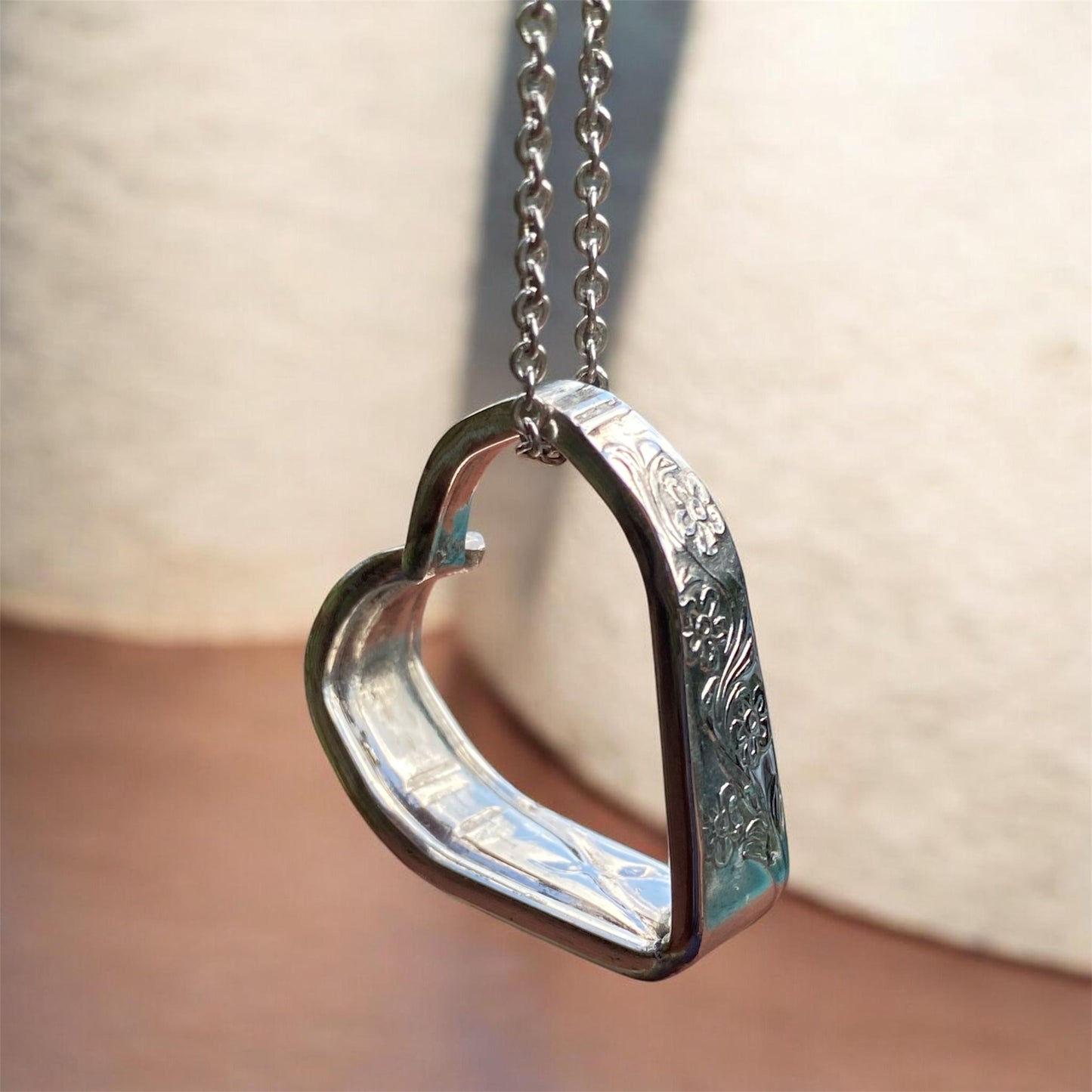 Handmade Floating Heart Pendant Vintage Spoon EPNS Silver Mothers Day Gift Australia