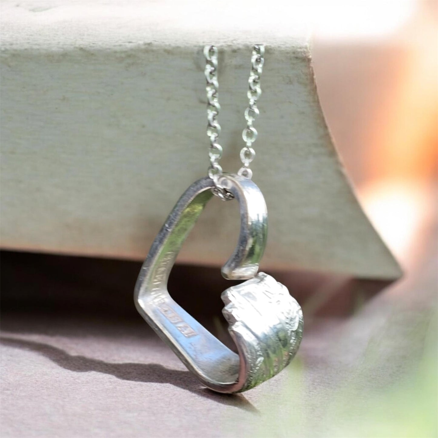 Handmade Floating Heart Pendant Vintage Spoon EPNS Silver Mothers Day Gift Australia