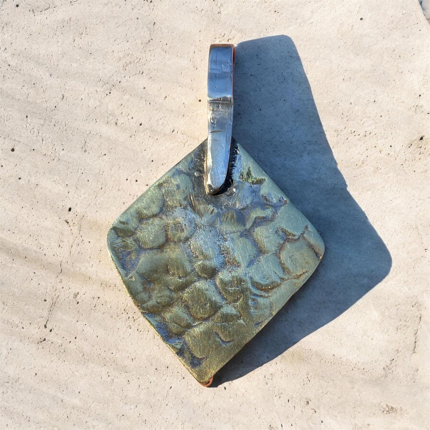 Winton Boulder Opal Heart Pendant Handmade Iolite 9k Gold Silver