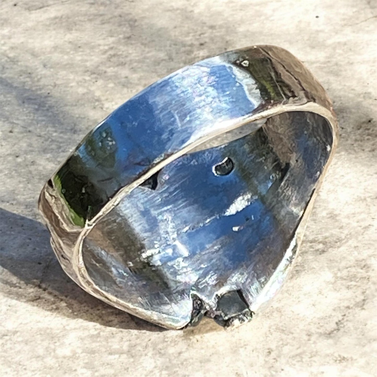 Handmade Sterling Silver Signet Ring with Raw Queensland Sapphires Size 11.5