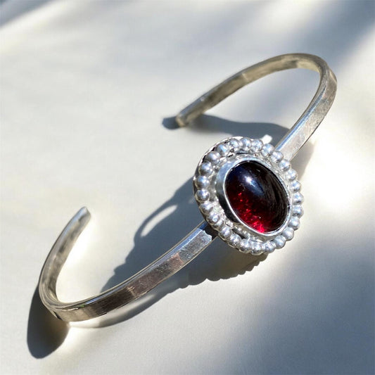 Handmade Sterling Silver Garnet Cuff Bracelet sold
