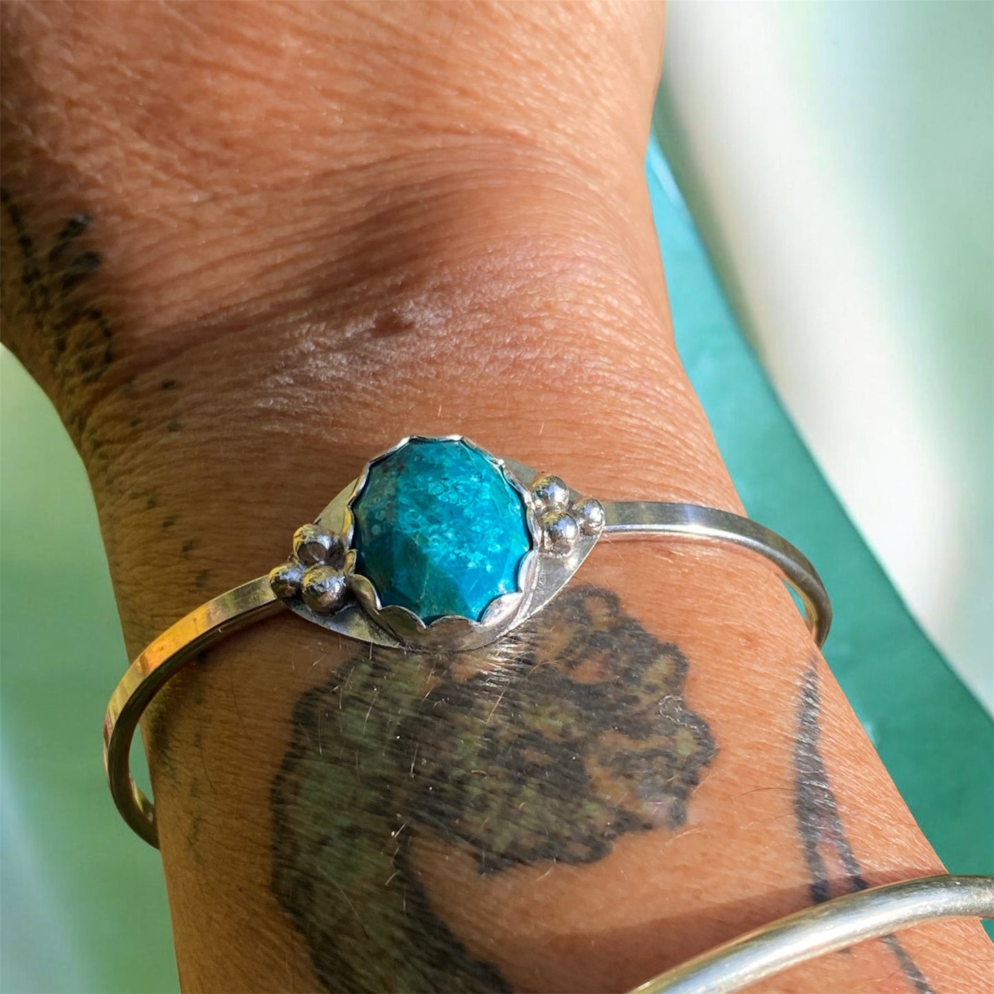 Handmade Sterling Silver Chrysocolla Cuff Bracelet sold