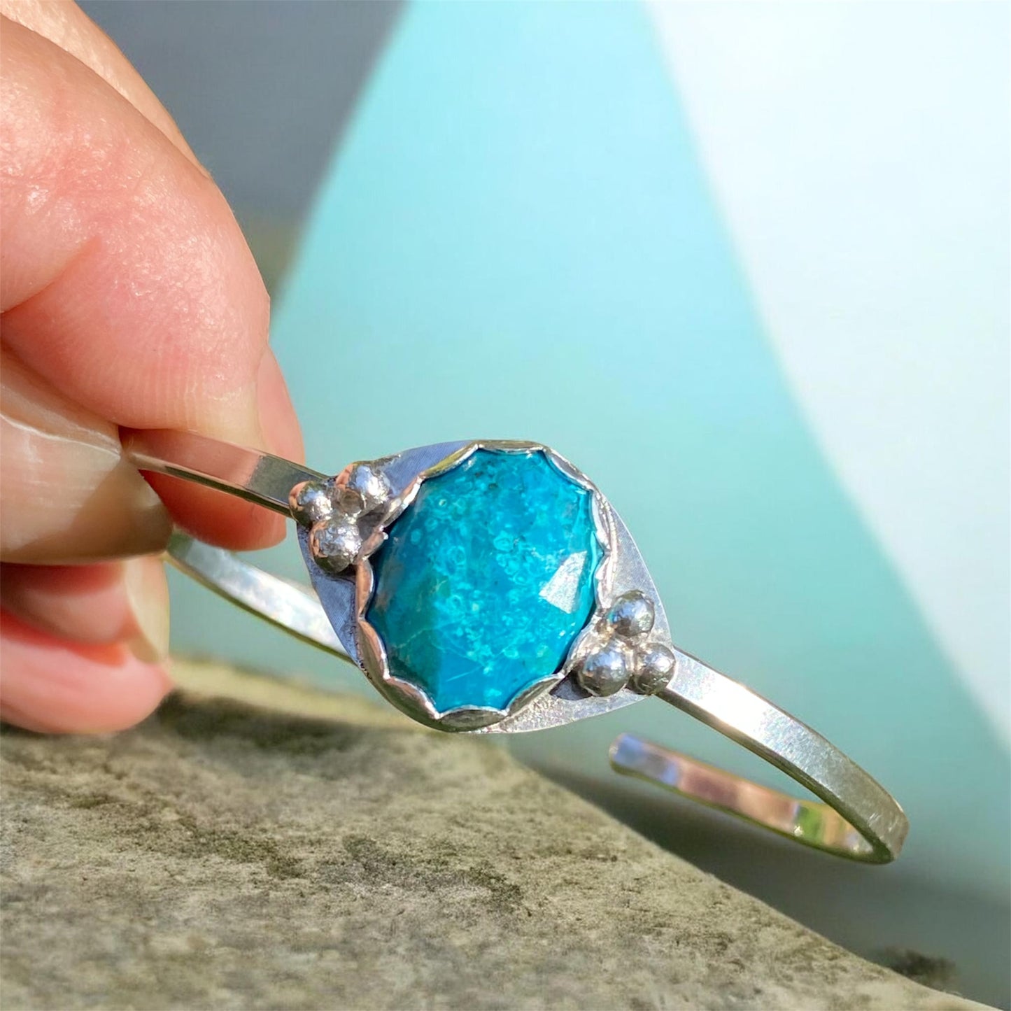 Handmade Sterling Silver Chrysocolla Cuff Bracelet sold