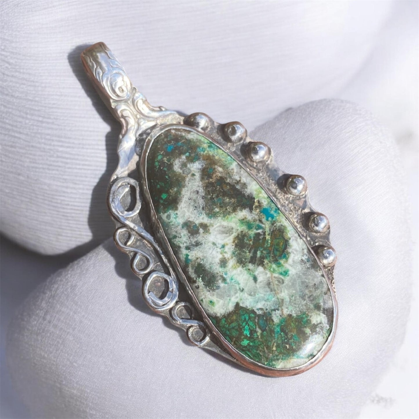Vintage Towle Sterling Silver Chrysocolla Pendant