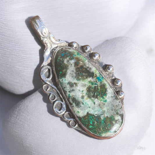 Vintage Towle Sterling Silver Chrysocolla Pendant