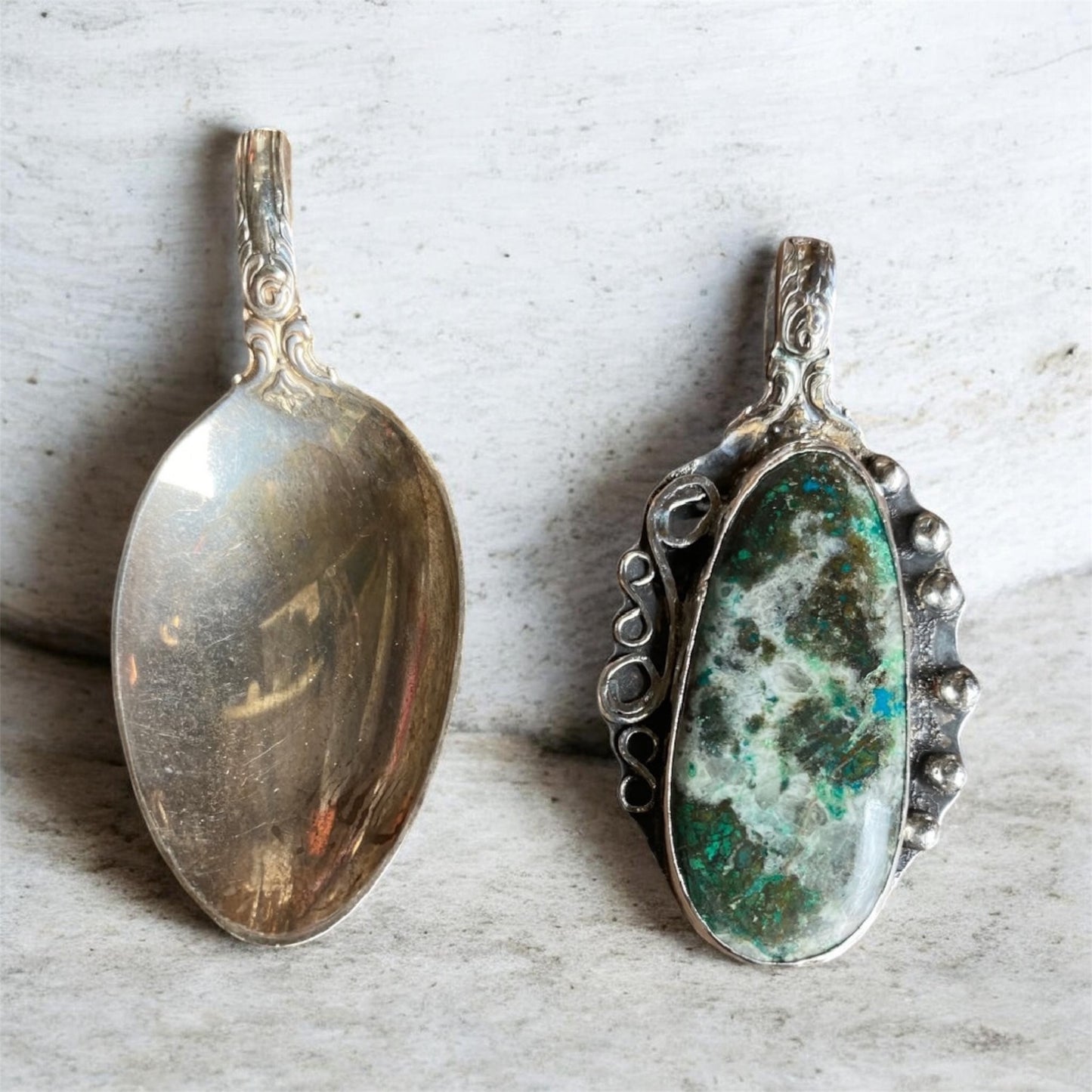 Vintage Towle Sterling Silver Chrysocolla Pendant