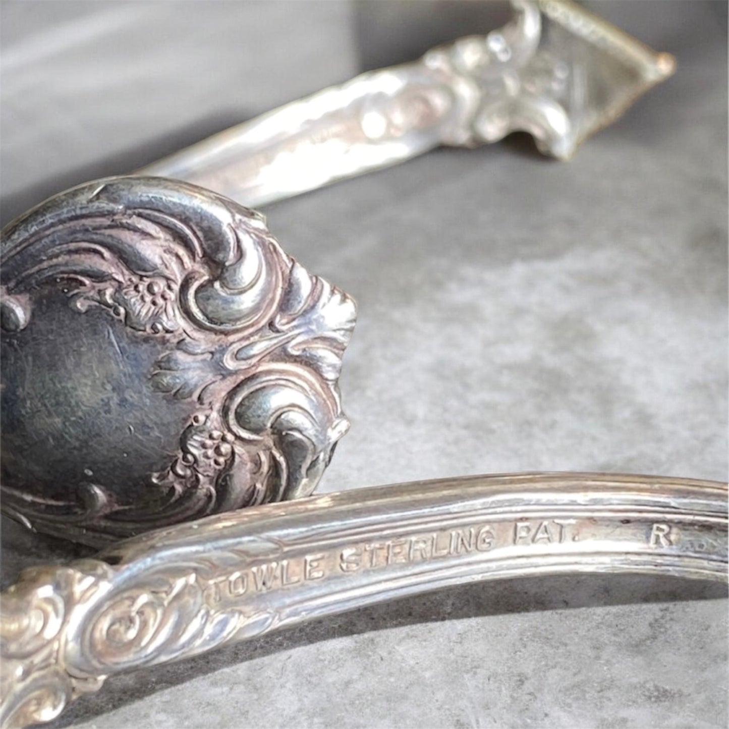 Vintage Towle Sterling Silver Spoon Cuff Bracelet with 52ct Amazonite