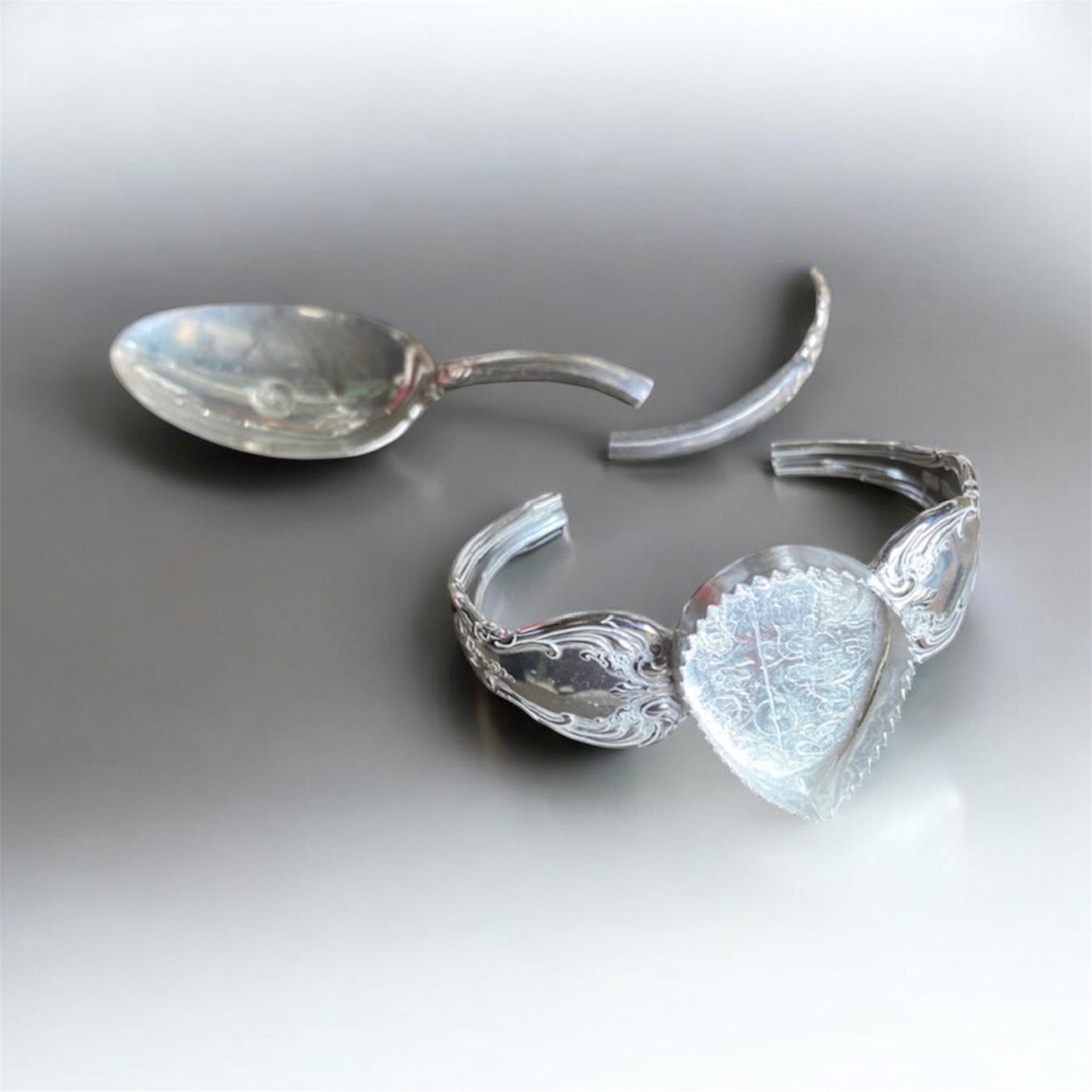 Vintage Towle Sterling Silver Spoon Cuff Bracelet with 52ct Amazonite