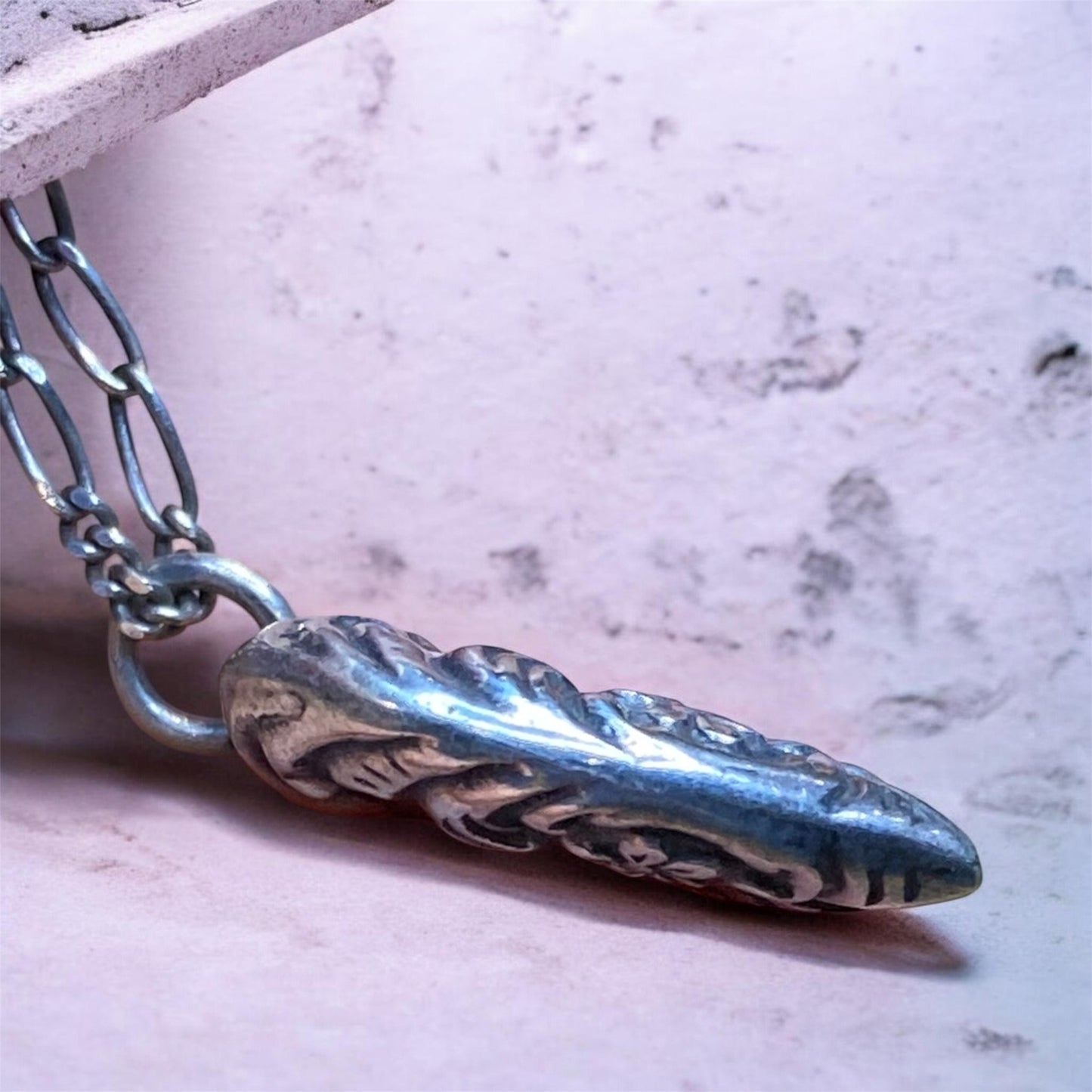 Vintage Sterling Silver Puffy Heart Pendant Necklace