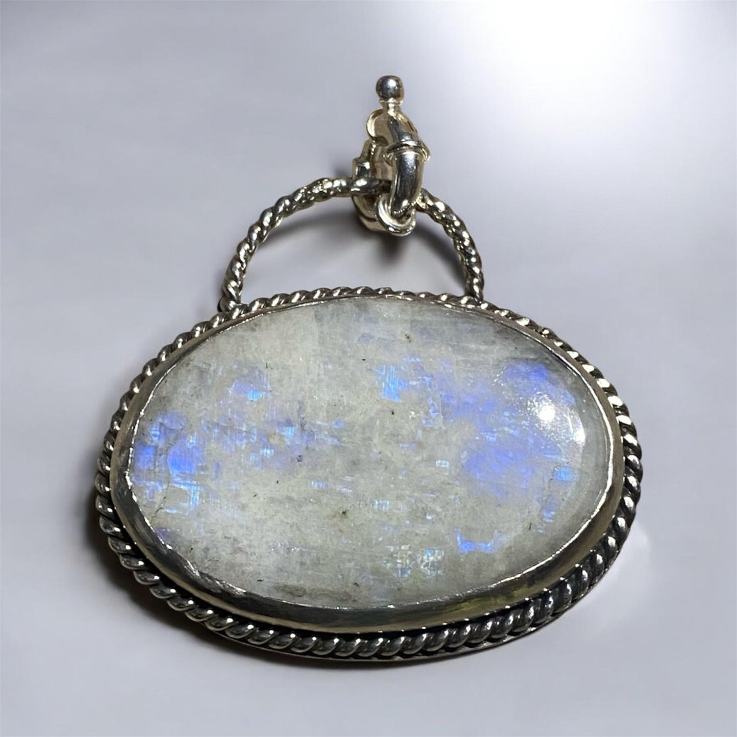 Handcrafted Rainbow Moonstone Sterling Silver Pendant