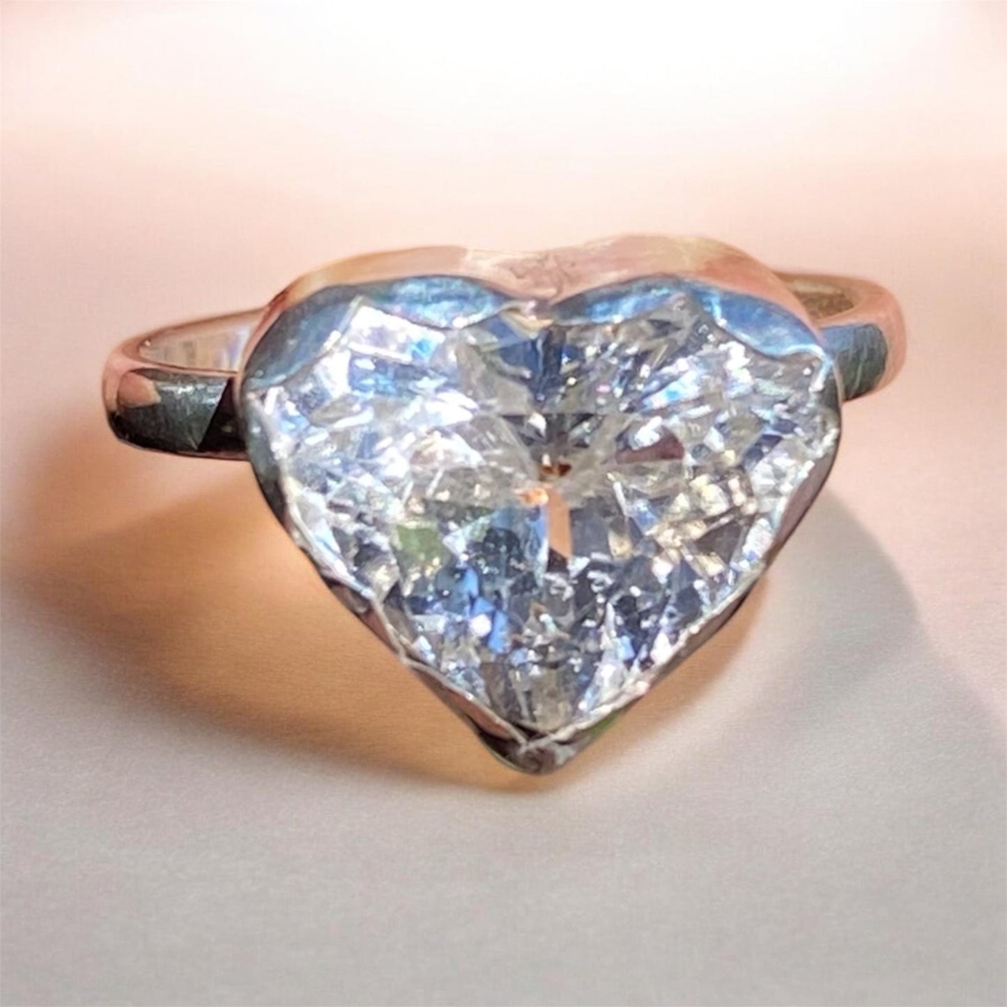 Handcrafted Pink Kunzite Heart Ring Sterling Silver Size 7.5