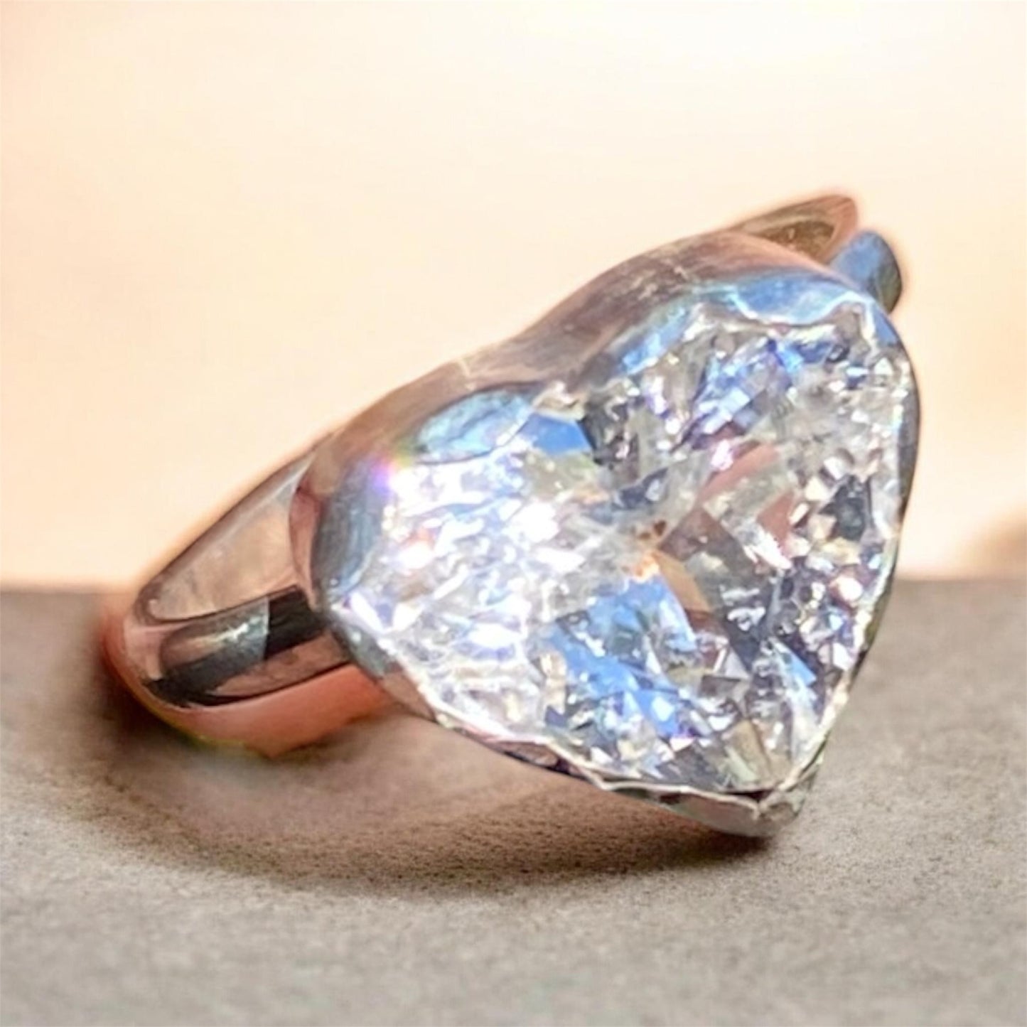 Handcrafted Pink Kunzite Heart Ring Sterling Silver Size 7.5