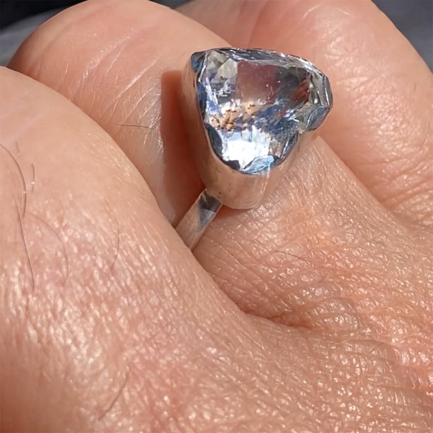 Handcrafted Pink Kunzite Heart Ring Sterling Silver Size 7.5