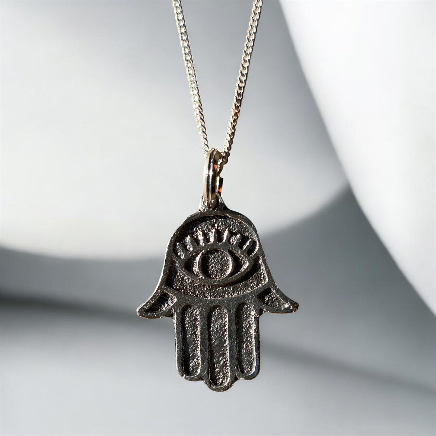Handcrafted Sterling Silver Hamsa Hand Pendant