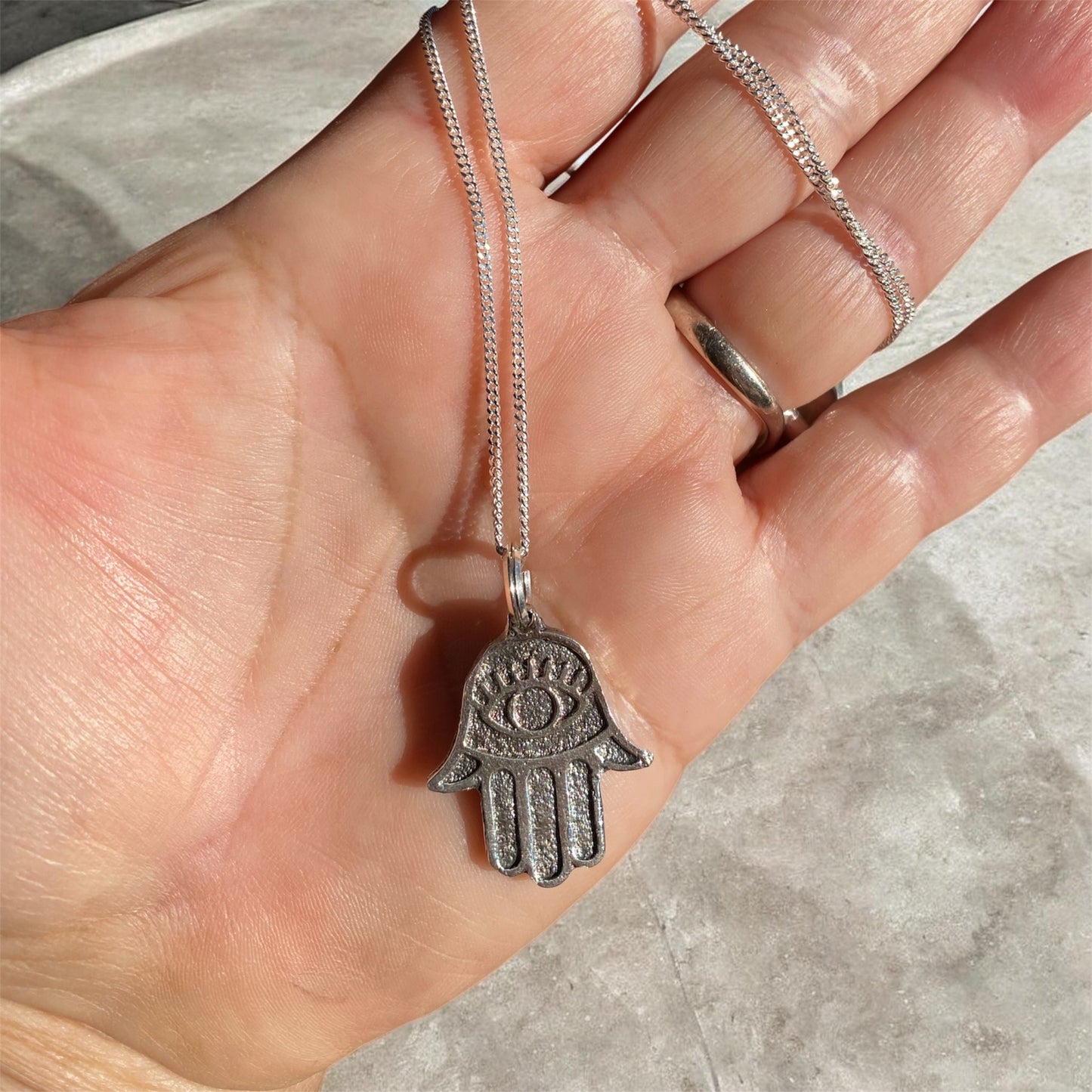Handcrafted Sterling Silver Hamsa Hand Pendant