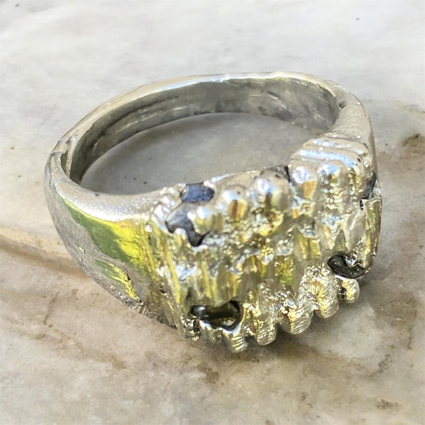 Rugged Landscape Sand Cast Queensland Sapphire Ring