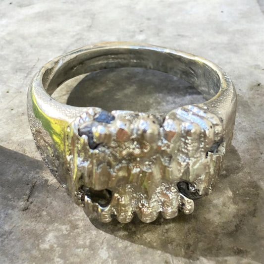 Rugged Landscape Sand Cast Queensland Sapphire Ring