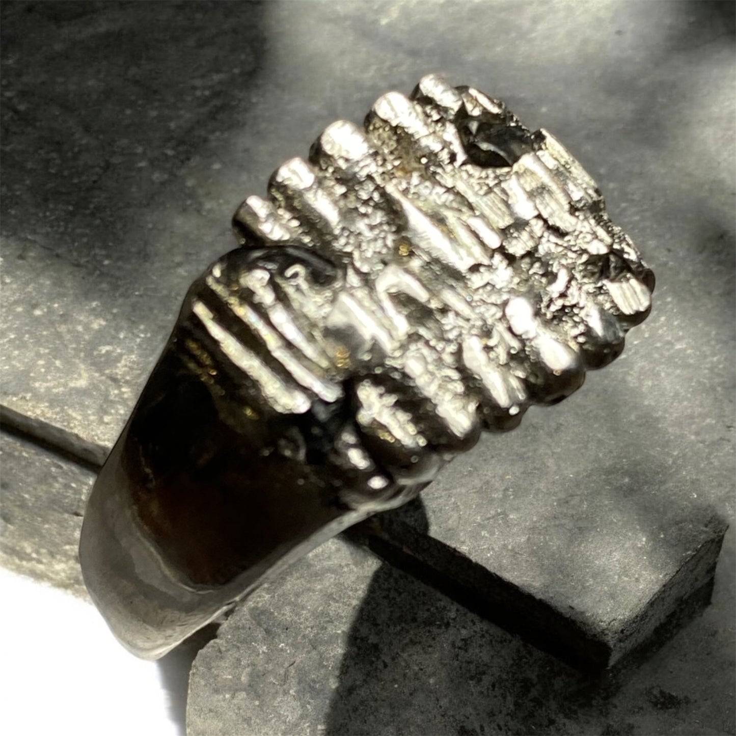 Rugged Landscape Sand Cast Queensland Sapphire Ring