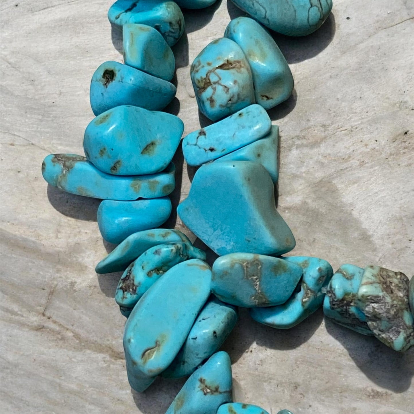 Vintage Natural Turquoise Chip Bead Necklace 60cm