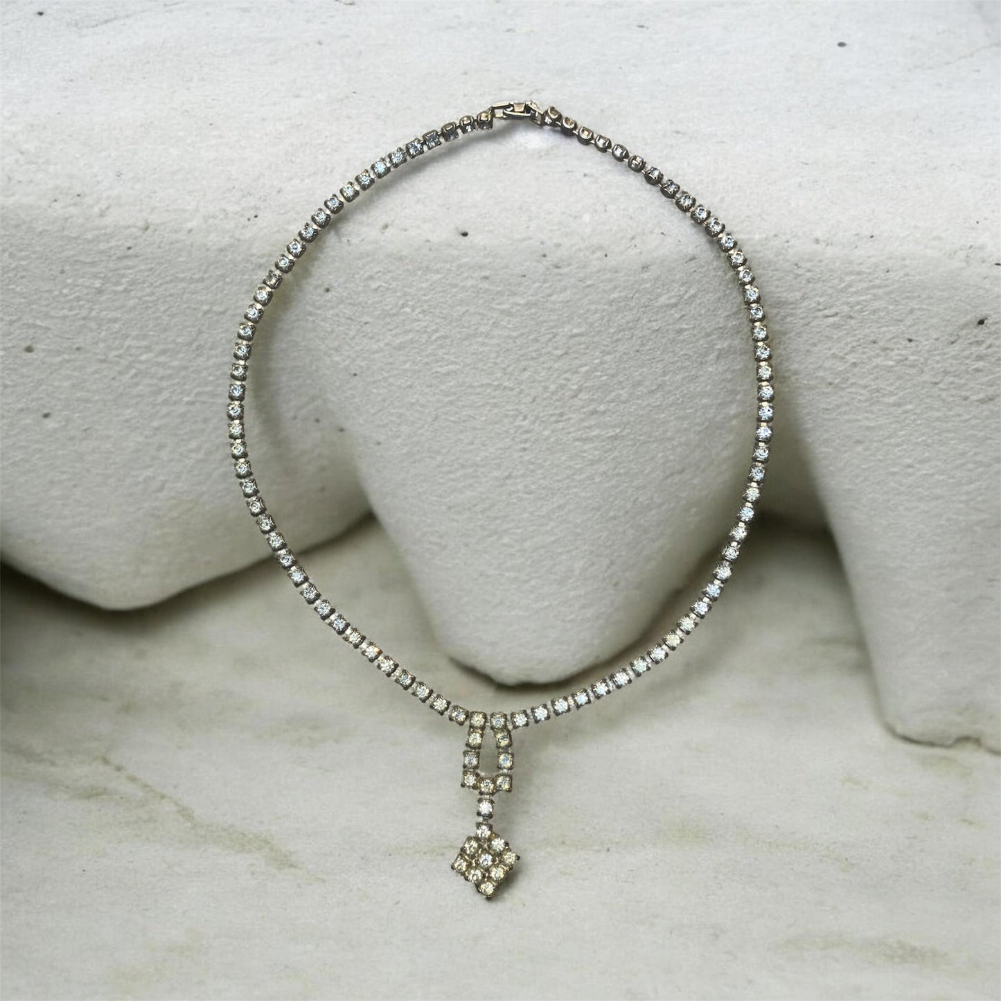 Vintage Rhinestone Drop Necklace | Estate Collection