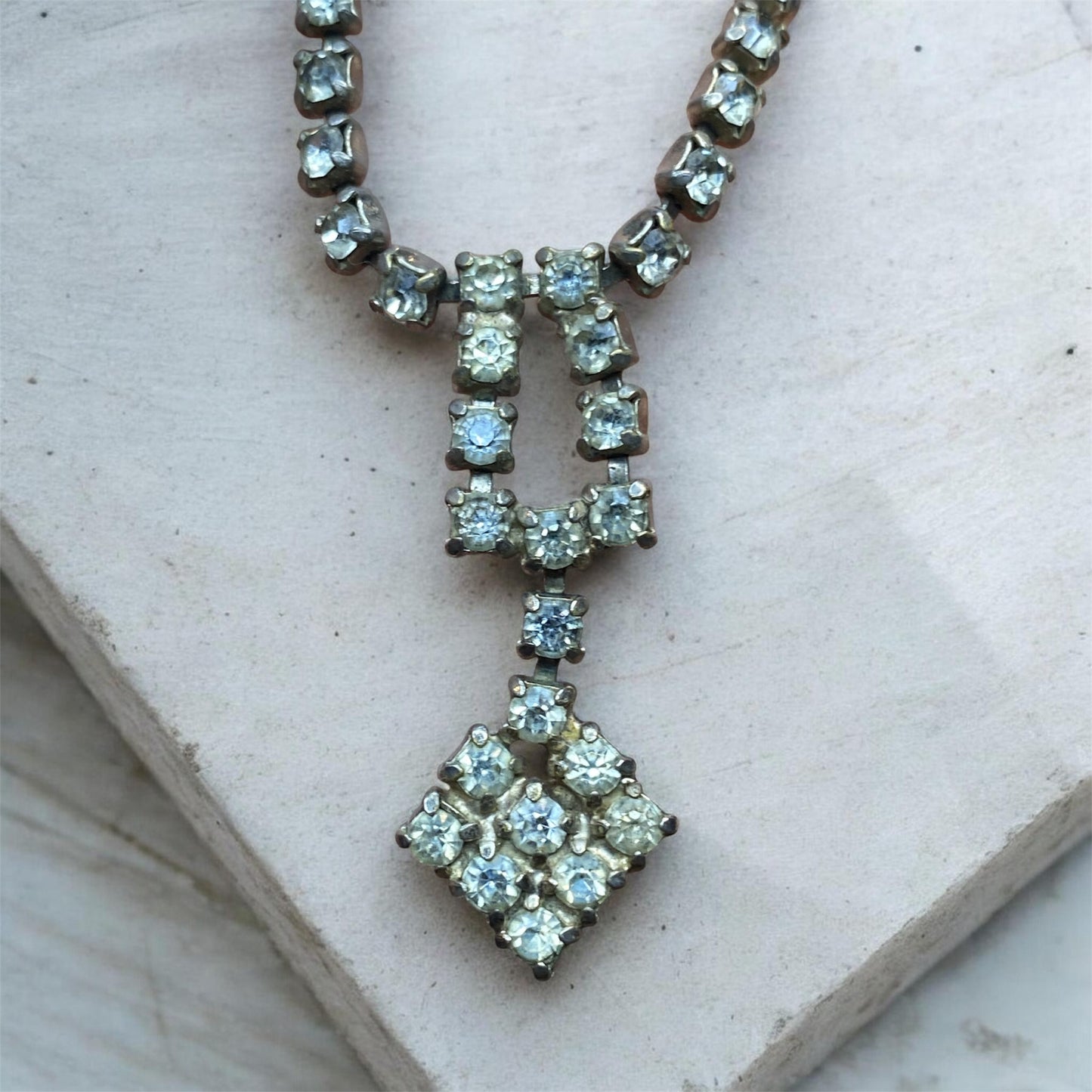 Vintage Rhinestone Drop Necklace | Estate Collection